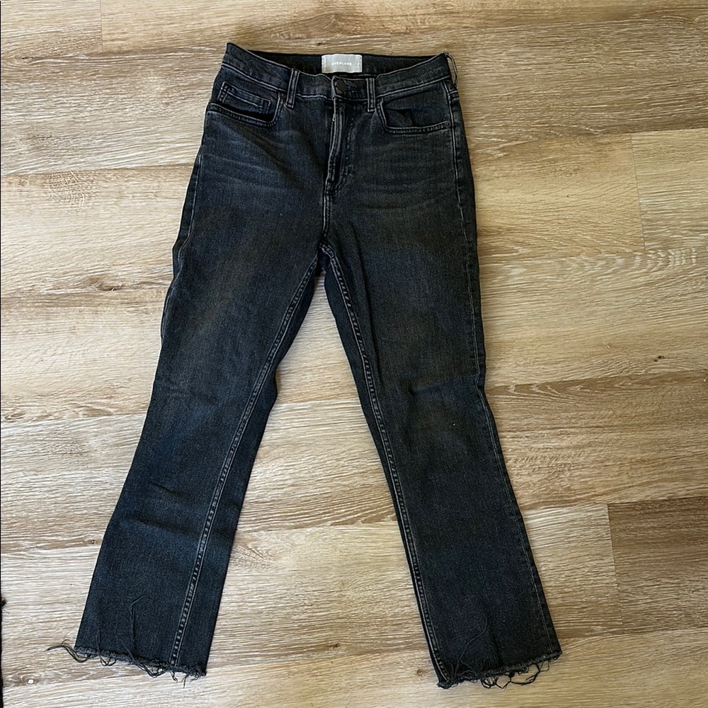Everlane Black Flare Wide Leg Jeans Kick Crop with Vintage Appeal
